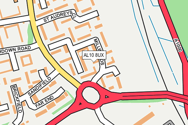 AL10 8UX map - OS OpenMap – Local (Ordnance Survey)