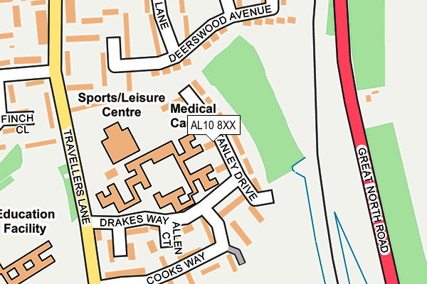 AL10 8XX map - OS OpenMap – Local (Ordnance Survey)