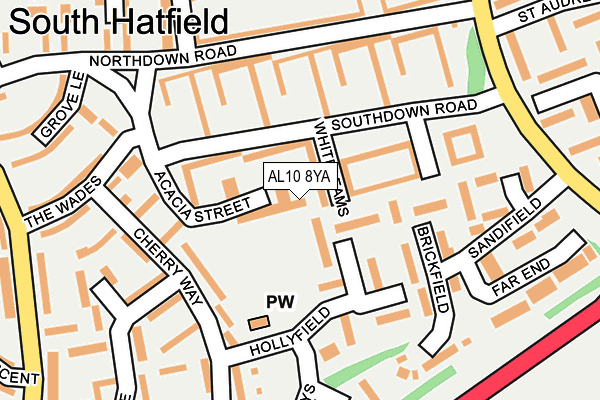 AL10 8YA map - OS OpenMap – Local (Ordnance Survey)