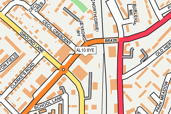AL10 8YE map - OS OpenMap – Local (Ordnance Survey)