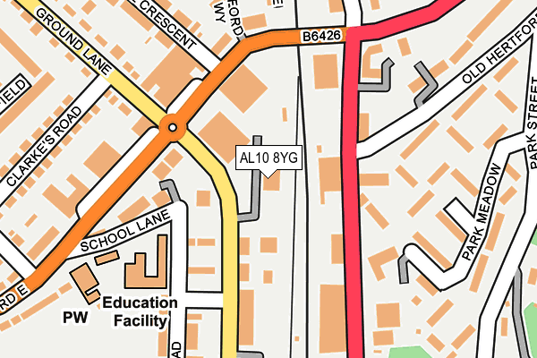 AL10 8YG map - OS OpenMap – Local (Ordnance Survey)