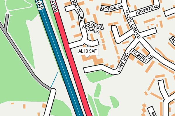 AL10 9AF map - OS OpenMap – Local (Ordnance Survey)