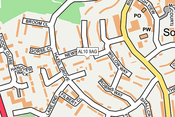 AL10 9AG map - OS OpenMap – Local (Ordnance Survey)