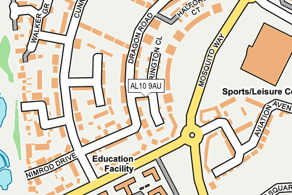 AL10 9AU map - OS OpenMap – Local (Ordnance Survey)