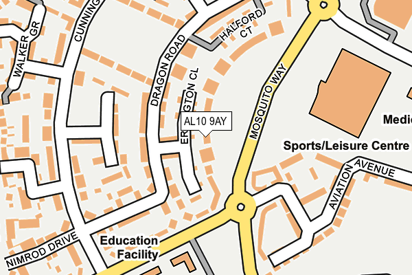 AL10 9AY map - OS OpenMap – Local (Ordnance Survey)