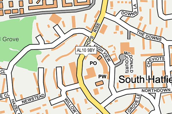 AL10 9BY map - OS OpenMap – Local (Ordnance Survey)