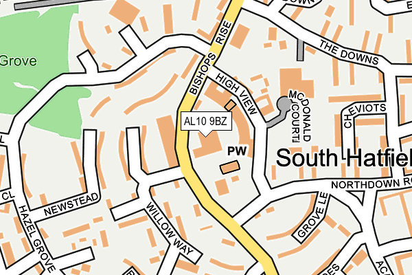 AL10 9BZ map - OS OpenMap – Local (Ordnance Survey)