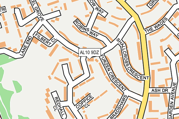 AL10 9DZ map - OS OpenMap – Local (Ordnance Survey)