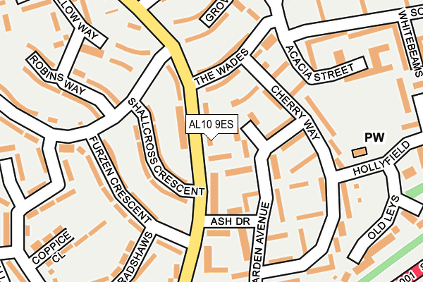 AL10 9ES map - OS OpenMap – Local (Ordnance Survey)