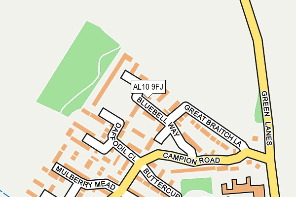 AL10 9FJ map - OS OpenMap – Local (Ordnance Survey)