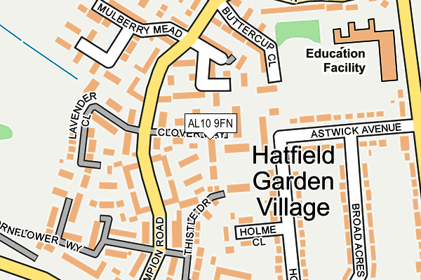 AL10 9FN map - OS OpenMap – Local (Ordnance Survey)