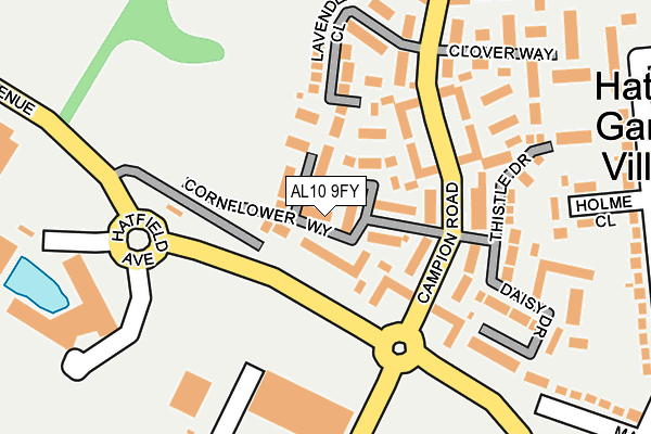 AL10 9FY map - OS OpenMap – Local (Ordnance Survey)