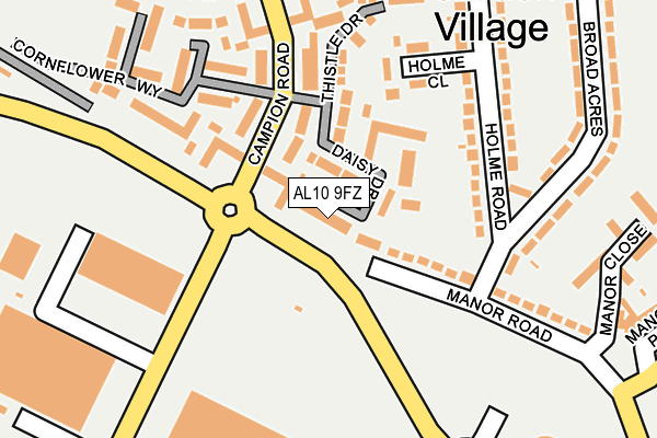 AL10 9FZ map - OS OpenMap – Local (Ordnance Survey)