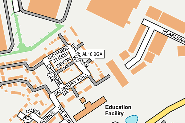 AL10 9GA map - OS OpenMap – Local (Ordnance Survey)