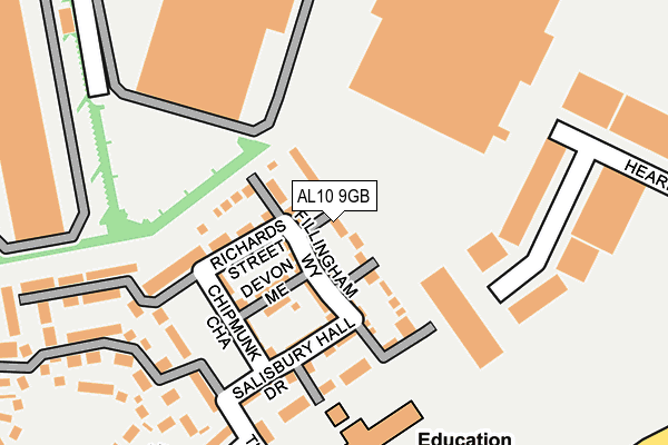 AL10 9GB map - OS OpenMap – Local (Ordnance Survey)