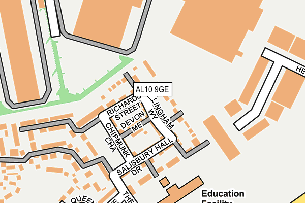 AL10 9GE map - OS OpenMap – Local (Ordnance Survey)
