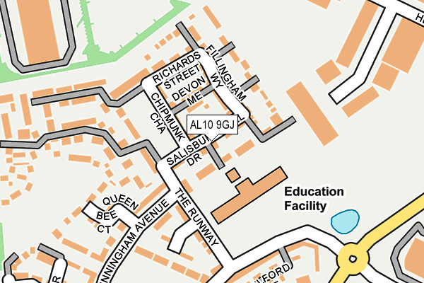 AL10 9GJ map - OS OpenMap – Local (Ordnance Survey)