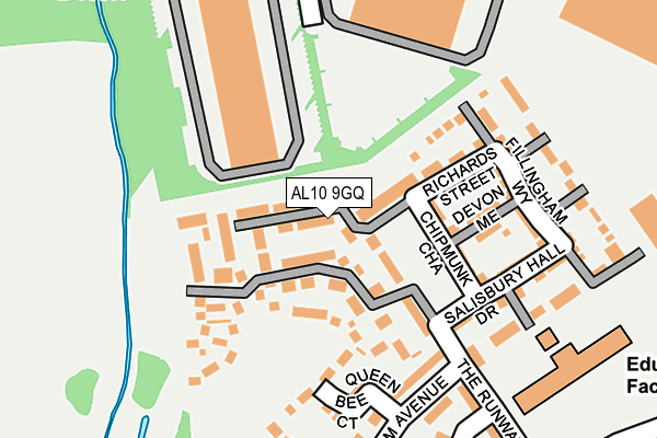 AL10 9GQ map - OS OpenMap – Local (Ordnance Survey)