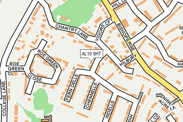 AL10 9HT map - OS OpenMap – Local (Ordnance Survey)