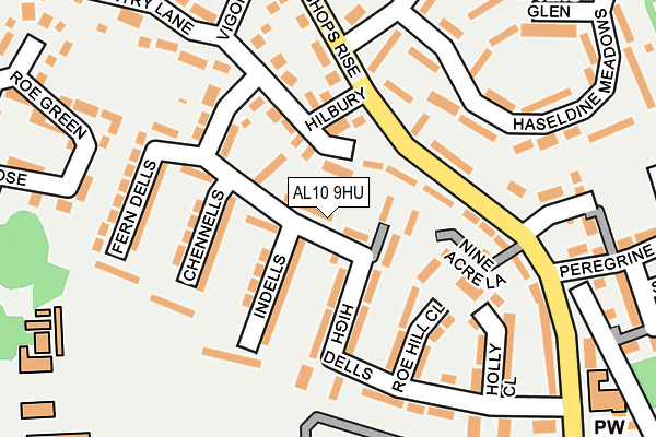 AL10 9HU map - OS OpenMap – Local (Ordnance Survey)