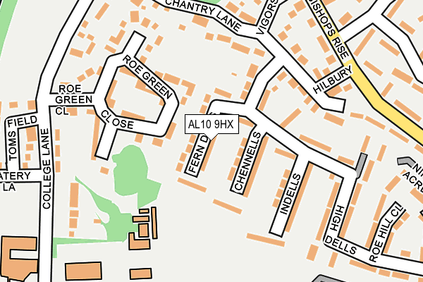 AL10 9HX map - OS OpenMap – Local (Ordnance Survey)