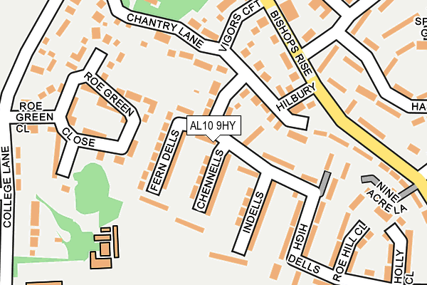 AL10 9HY map - OS OpenMap – Local (Ordnance Survey)