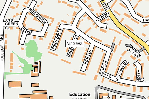 AL10 9HZ map - OS OpenMap – Local (Ordnance Survey)