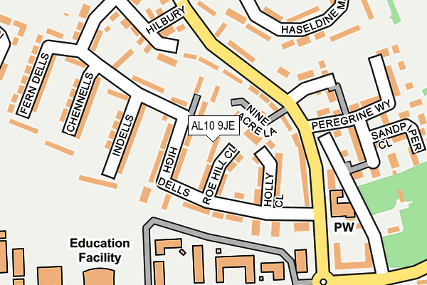 AL10 9JE map - OS OpenMap – Local (Ordnance Survey)