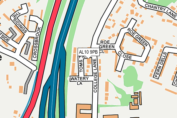 AL10 9PB map - OS OpenMap – Local (Ordnance Survey)