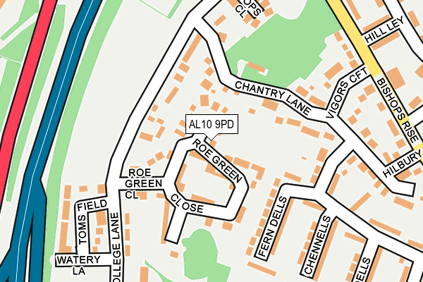 AL10 9PD map - OS OpenMap – Local (Ordnance Survey)