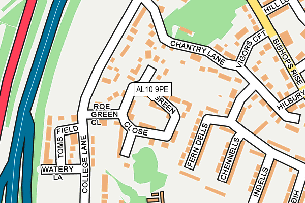 AL10 9PE map - OS OpenMap – Local (Ordnance Survey)