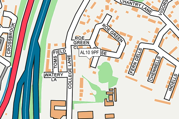 AL10 9PF map - OS OpenMap – Local (Ordnance Survey)