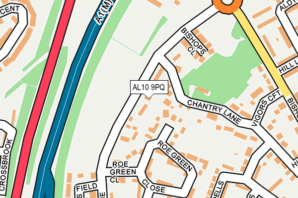 AL10 9PQ map - OS OpenMap – Local (Ordnance Survey)