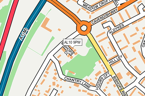 AL10 9PW map - OS OpenMap – Local (Ordnance Survey)