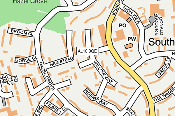 AL10 9QE map - OS OpenMap – Local (Ordnance Survey)