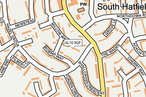 AL10 9QF map - OS OpenMap – Local (Ordnance Survey)