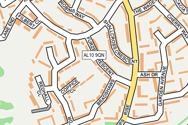 AL10 9QN map - OS OpenMap – Local (Ordnance Survey)