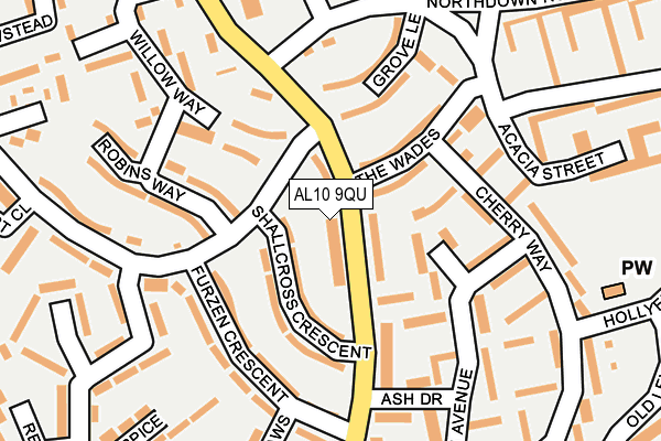 AL10 9QU map - OS OpenMap – Local (Ordnance Survey)