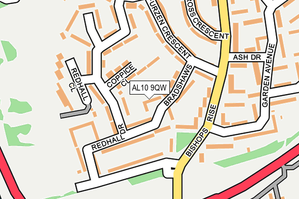 AL10 9QW map - OS OpenMap – Local (Ordnance Survey)