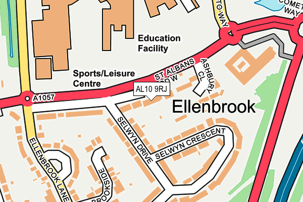 AL10 9RJ map - OS OpenMap – Local (Ordnance Survey)