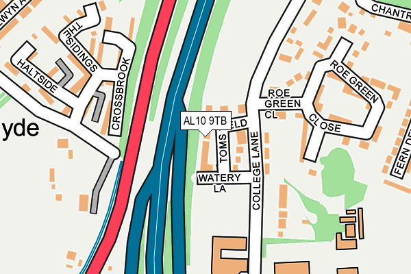 AL10 9TB map - OS OpenMap – Local (Ordnance Survey)