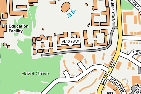 AL10 9WW map - OS OpenMap – Local (Ordnance Survey)