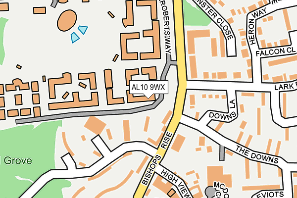 AL10 9WX map - OS OpenMap – Local (Ordnance Survey)