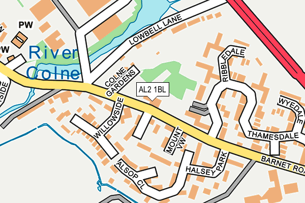 AL2 1BL map - OS OpenMap – Local (Ordnance Survey)