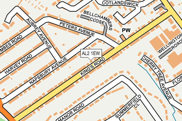 AL2 1EW map - OS OpenMap – Local (Ordnance Survey)