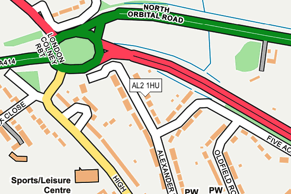 AL2 1HU map - OS OpenMap – Local (Ordnance Survey)