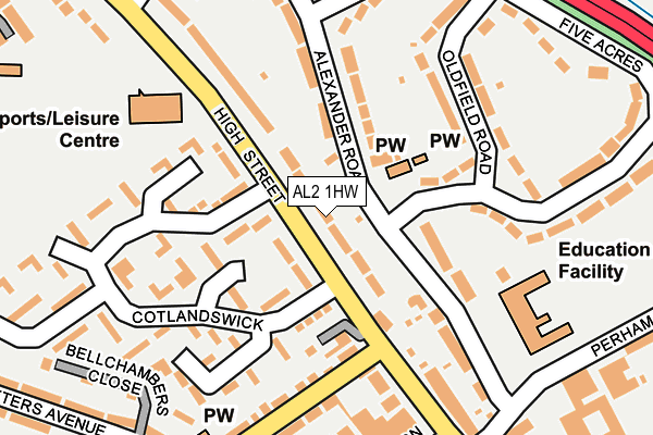 AL2 1HW map - OS OpenMap – Local (Ordnance Survey)