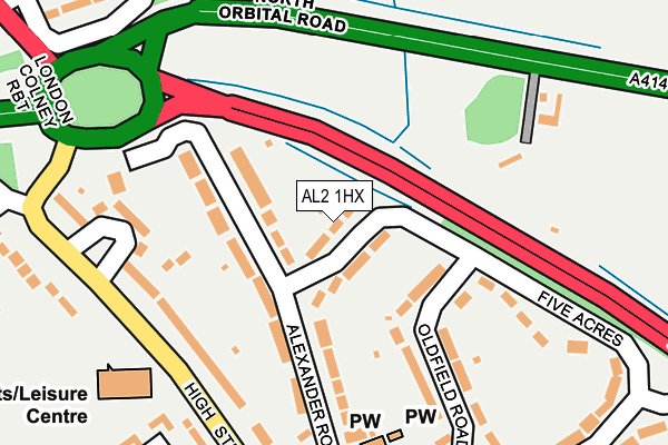 AL2 1HX map - OS OpenMap – Local (Ordnance Survey)