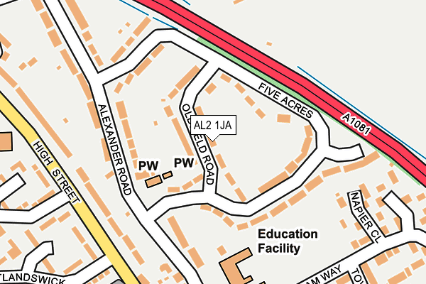 AL2 1JA map - OS OpenMap – Local (Ordnance Survey)