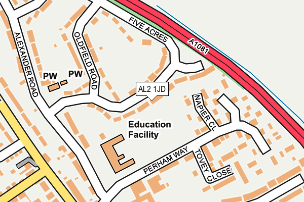 AL2 1JD map - OS OpenMap – Local (Ordnance Survey)